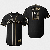 Marlins 13 Starlin Castro Black Gold Flexbase Jersey Dzhi,baseball caps,new era cap wholesale,wholesale hats